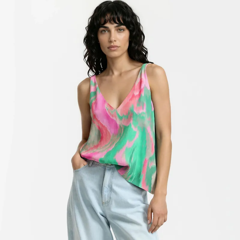 Printed V-Neck Strappy Top — image 1 of 4