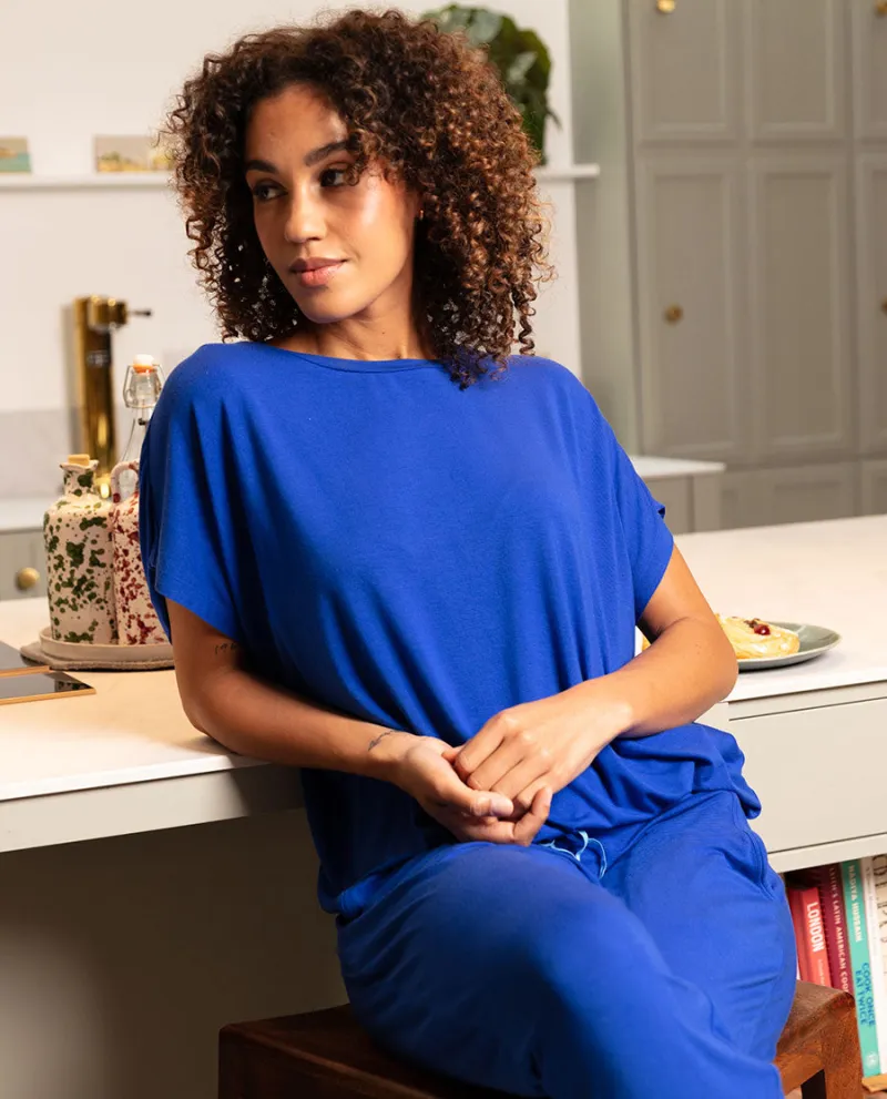 Ashley Womens Blue Slouch Jersey Pyjama Set