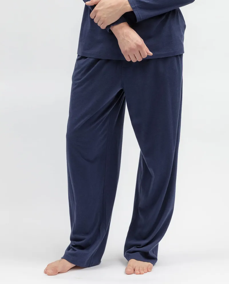 Mens Navy Jersey Pyjama Bottoms