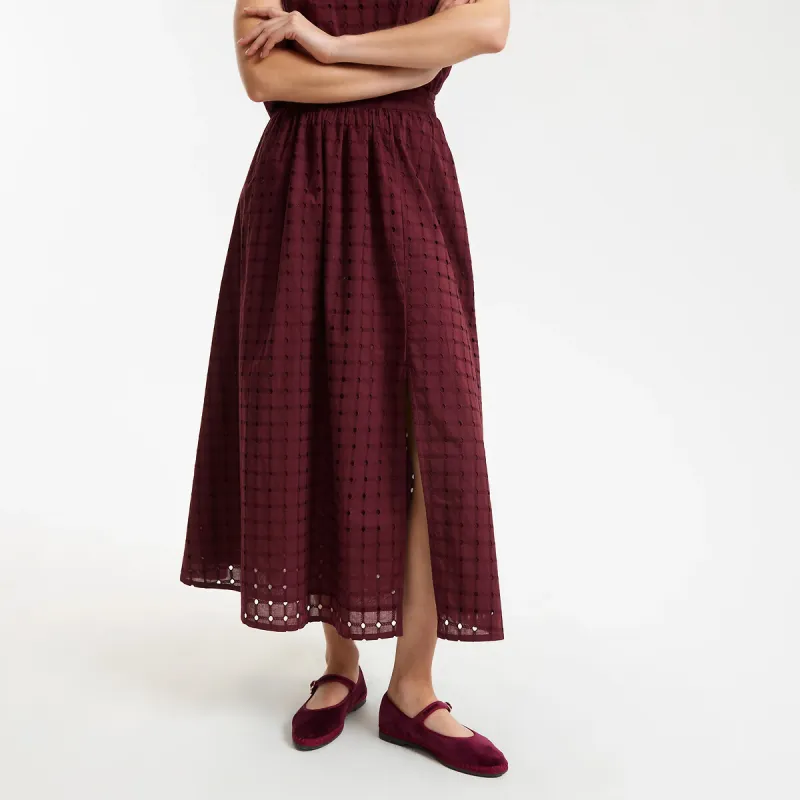 Broderie Anglaise Full Midi Skirt — image 1 of 4
