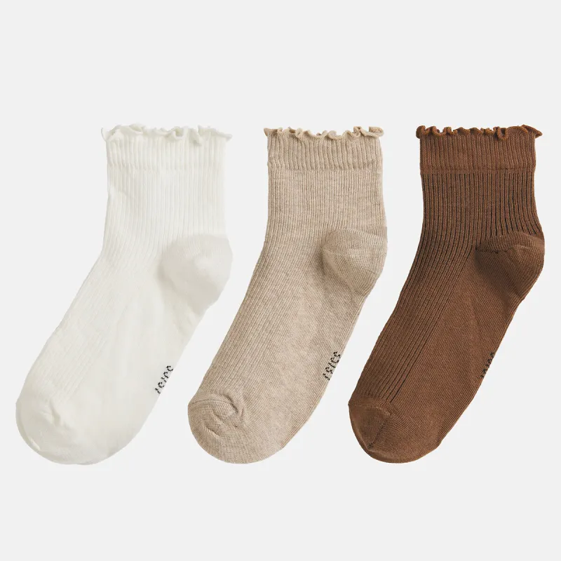 Pack of 3 Ribbed Socks with Bourdon Stitch Finish