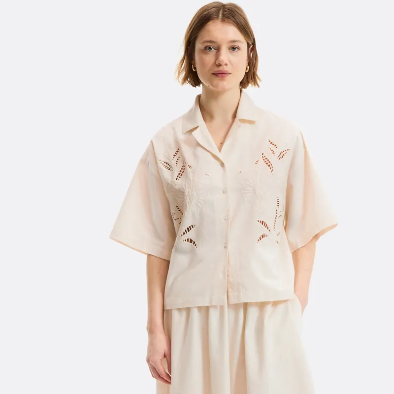 Openwork Embroidered Shirt with Short Sleeves — image 1 of 4