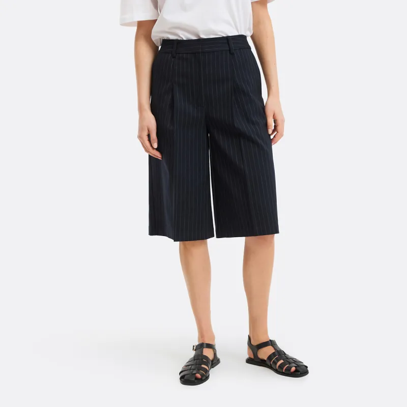 Striped Pleated Bermuda Shorts — image 1 of 4