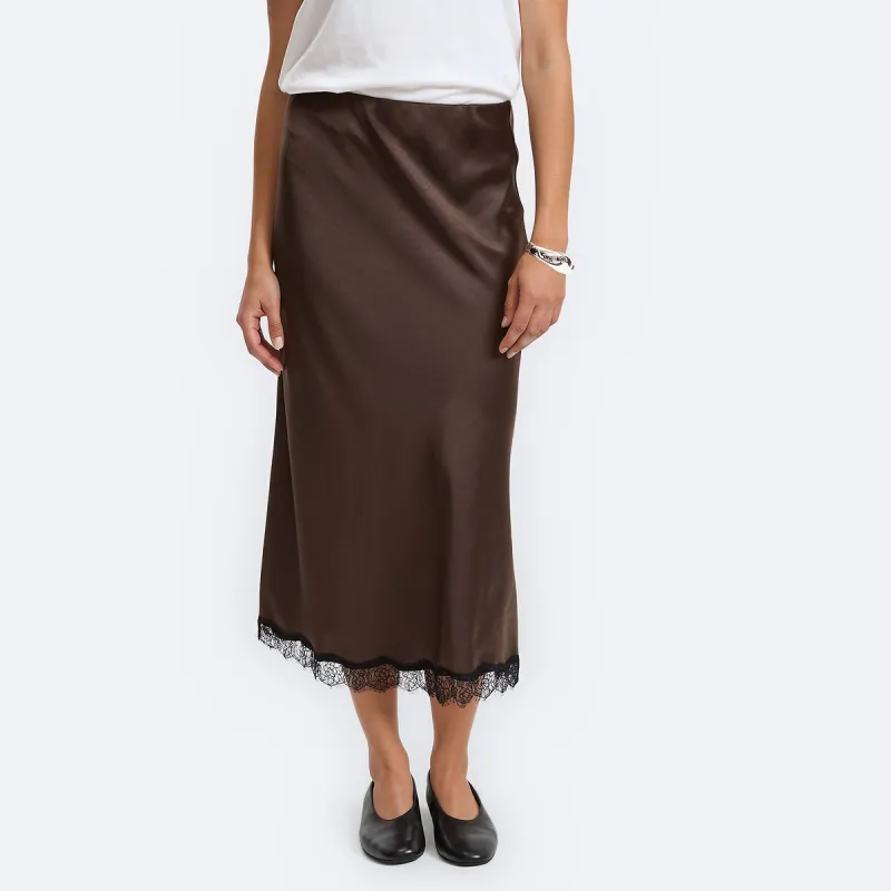 Satin/Lace Elasticated Waist Maxi Skirt — image 1 of 3