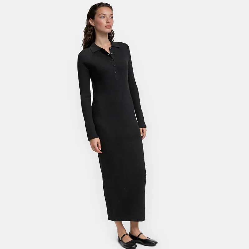 Long Sleeve Polo Collar Maxi Jumper Dress — image 1 of 4