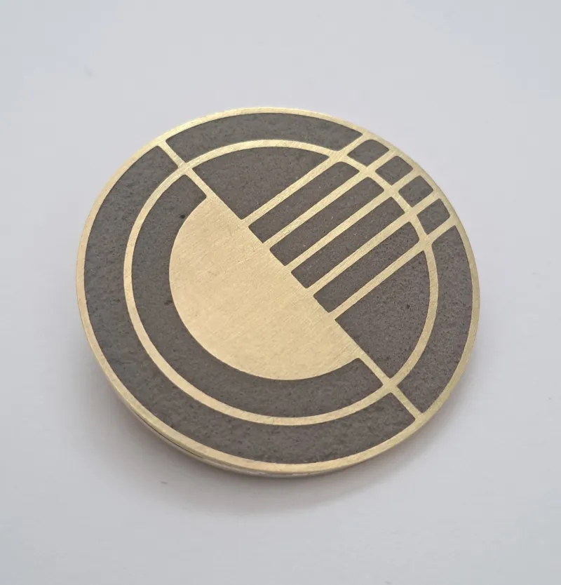 Modernist Brass + Concrete Brooch — image 1 of 2