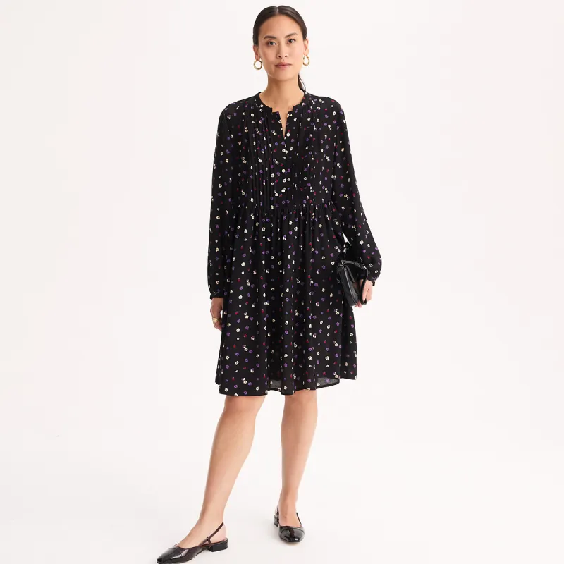 Floral Print Viscose Long Sleeve Knee-Length Dress — image 1 of 4