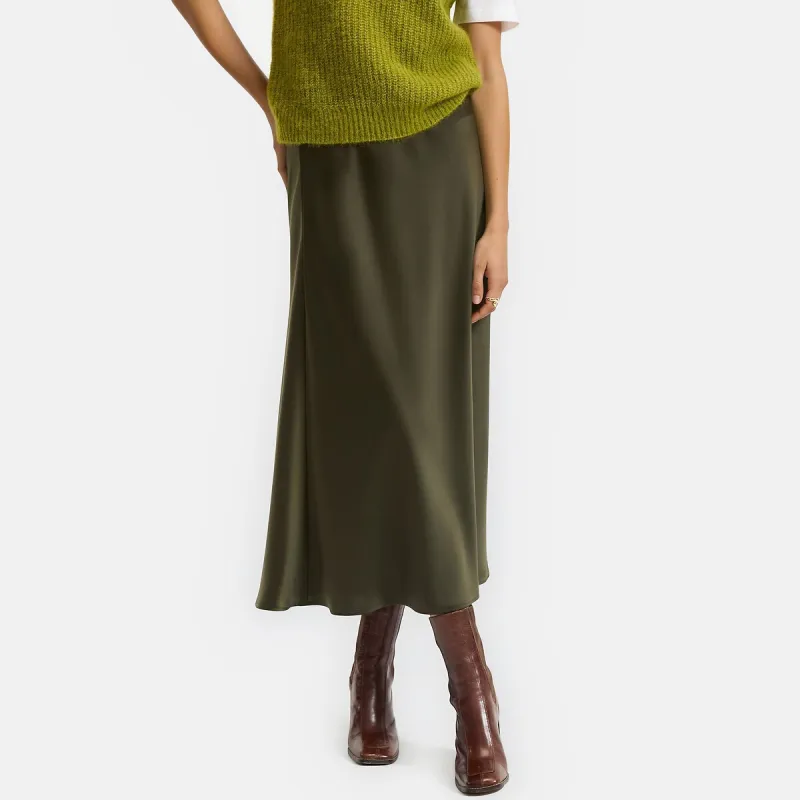 Matt Satin Full Elasticated Waist Midi Skirt — image 1 of 4