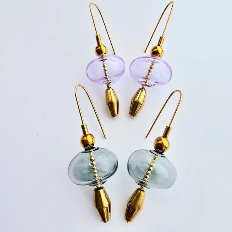Gardena Glass Bubble + Hematite Long Earrings — image 1 of 2