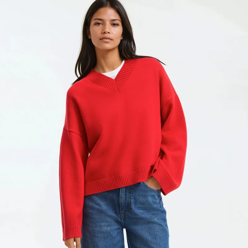 Wool/Cotton Blend V-Neck Jumper — image 1 of 4