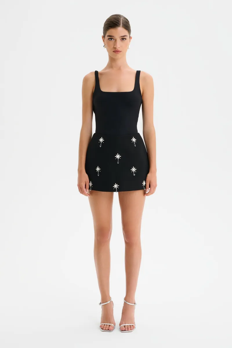 ANGELINA Jewel Embellished Tailored Skort in Black
