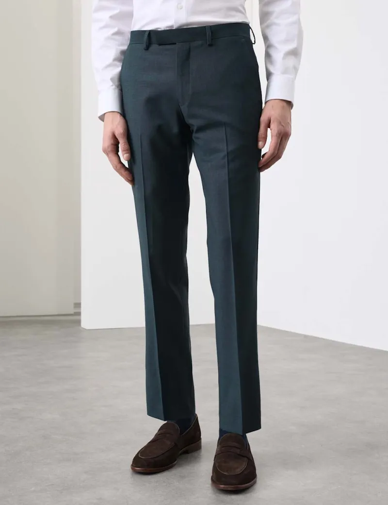 Tailored Fit Wool Rich Suit Trousers with Mohair Dark Petrol