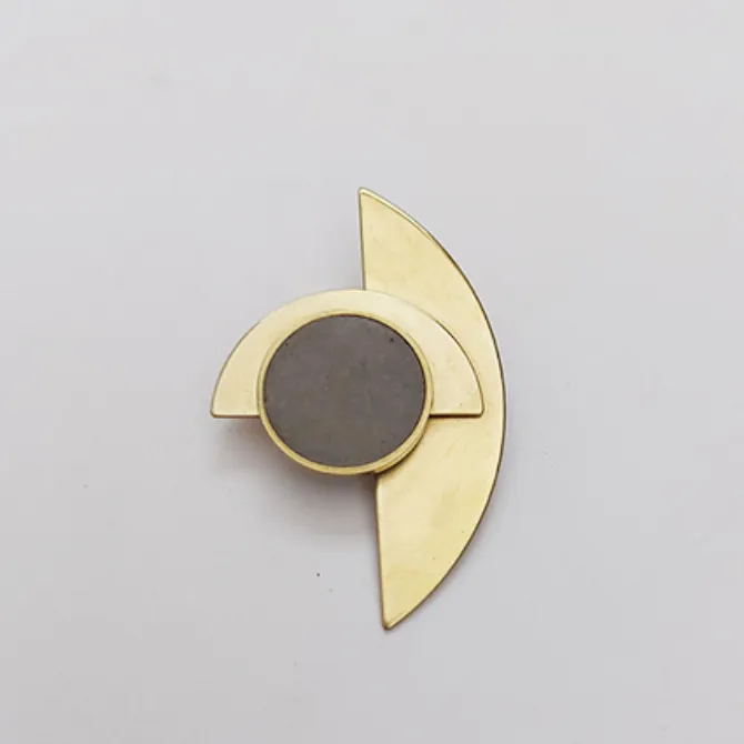 Artdeco Brass + Concrete Brooch — image 1 of 2