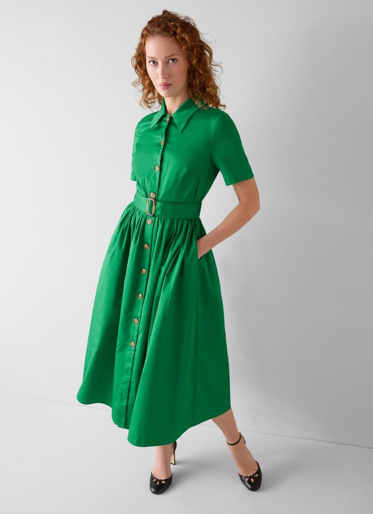 Calder Green Cotton Shirtdress