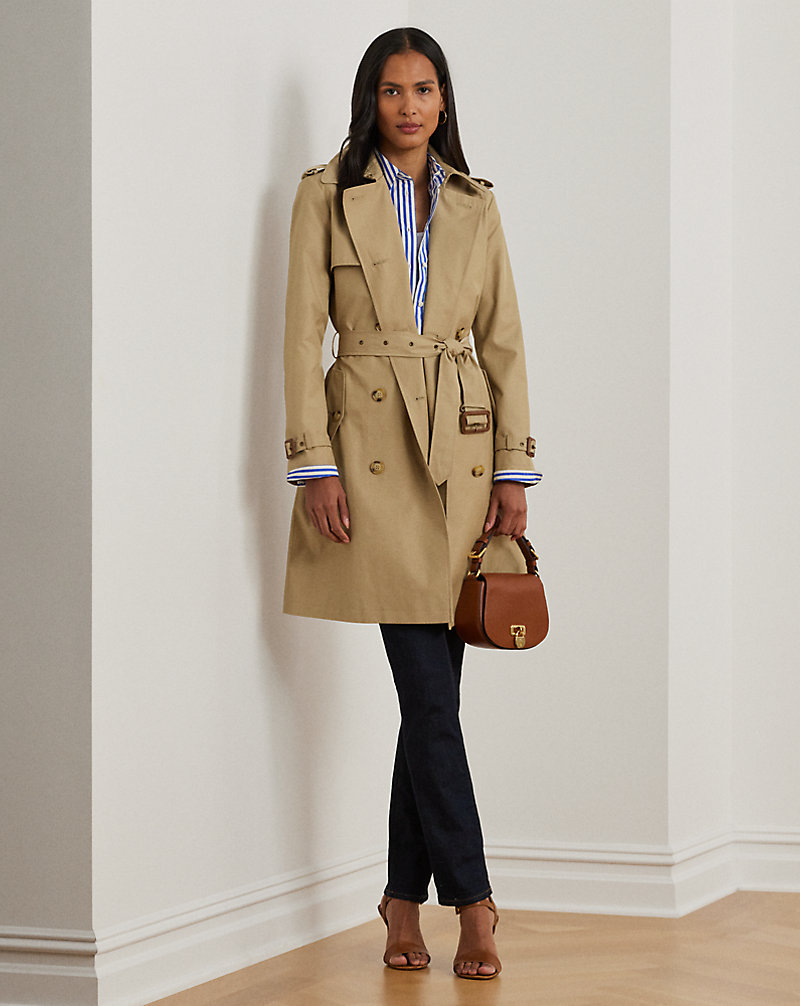 Double-Breasted Cotton-Blend Trench Coat