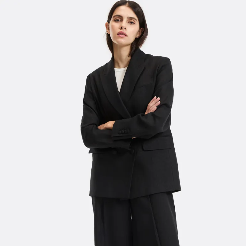 Linen Loose Fit Double-Breasted Blazer — image 1 of 4