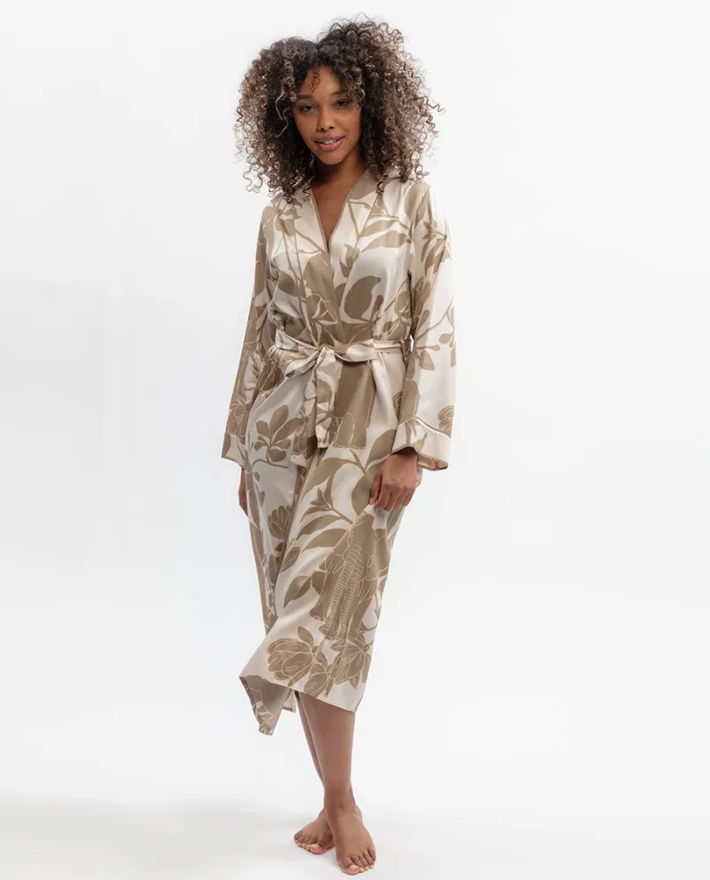 Amber Elephant Print Long Dressing Gown