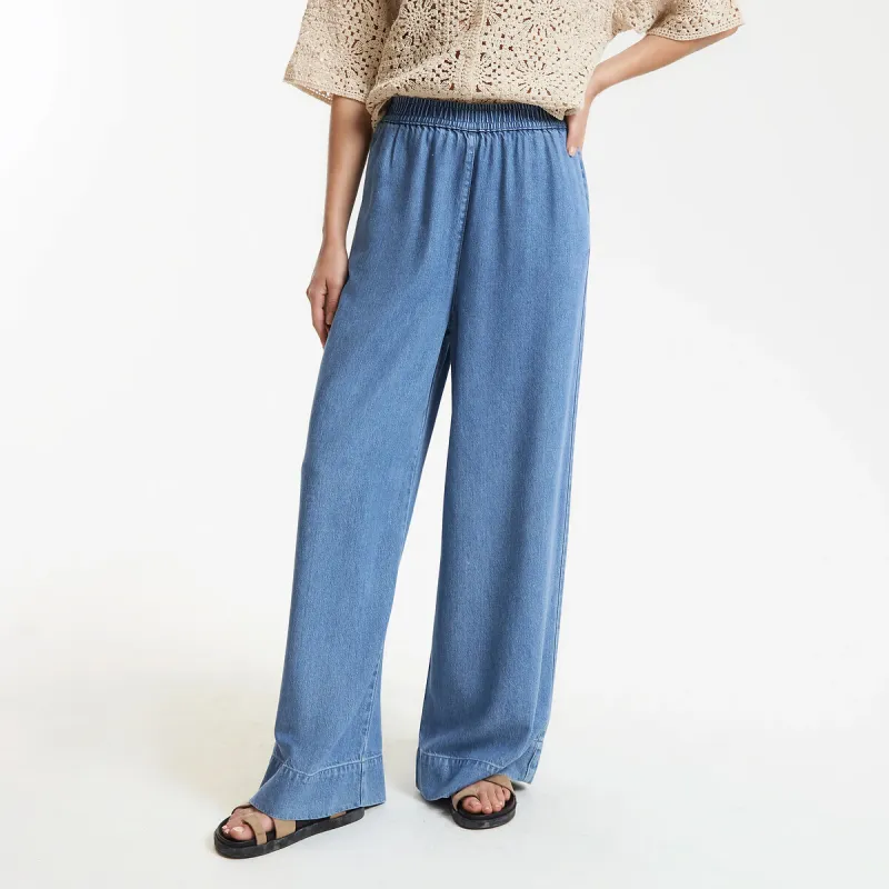 Elasticated High Waist Loose Fit Wide Leg Jeans — image 1 of 4