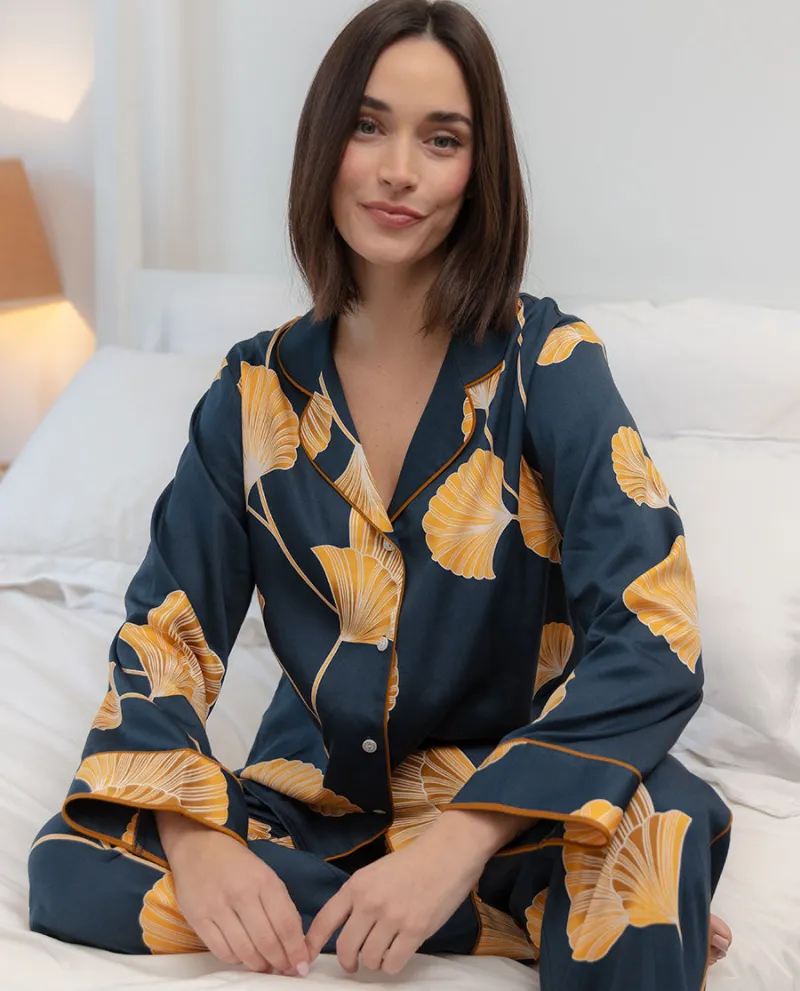 Sapphire Leaf Print Pyjama Set