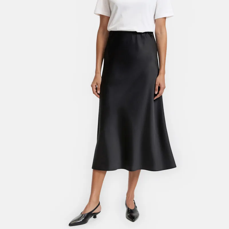 Matt Satin Full Elasticated Waist Midi Skirt — image 1 of 4