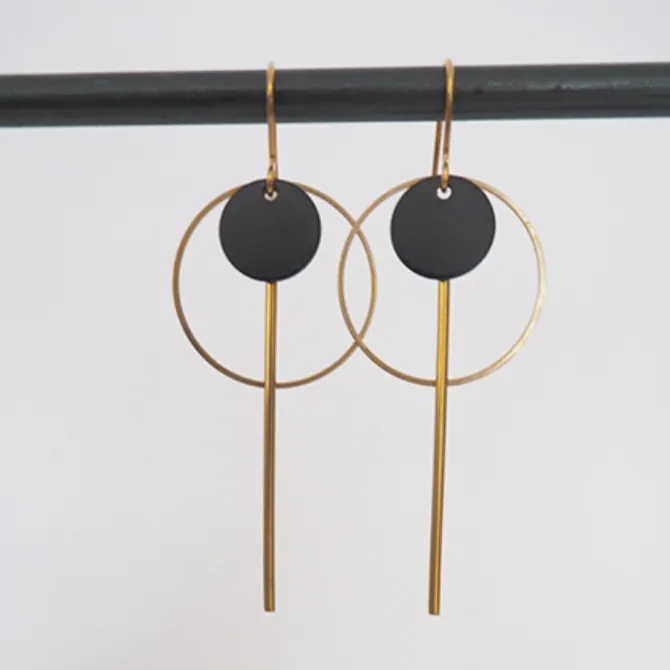 Circle + Bar + Black Disc Earrings — image 1 of 2