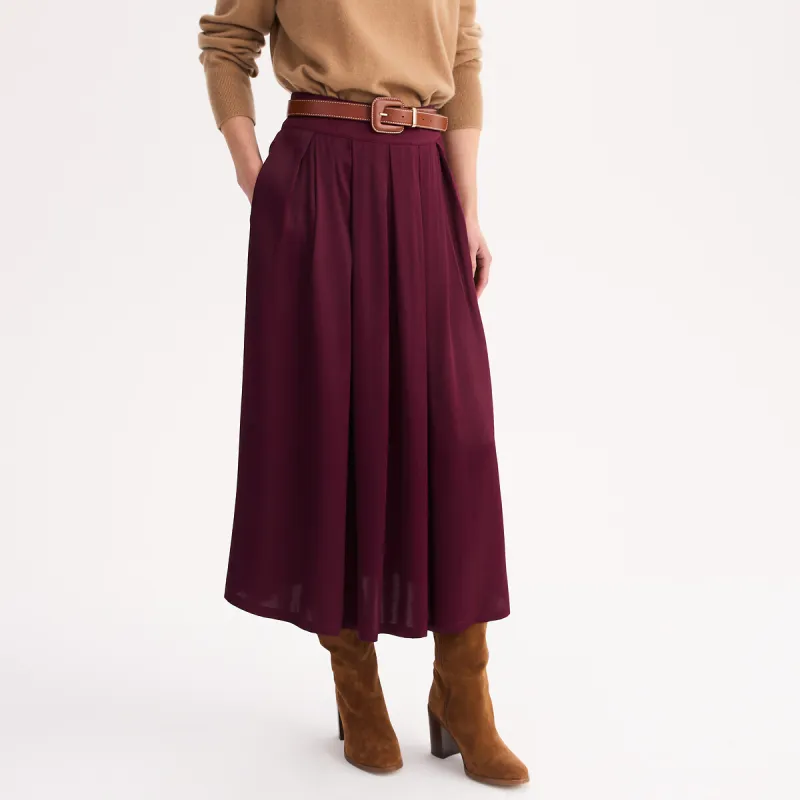 Satin Draping Pleated Midi Skirt — image 1 of 4