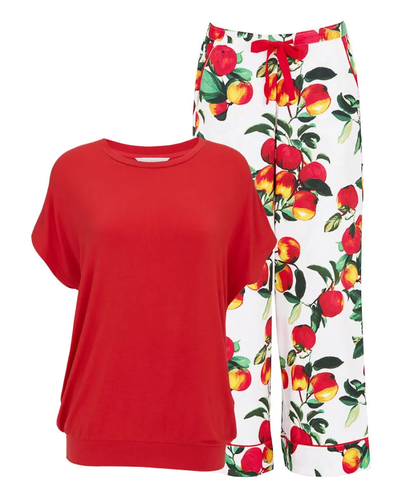 Tara Slouch Jersey Top and Apple Print Pyjama Set