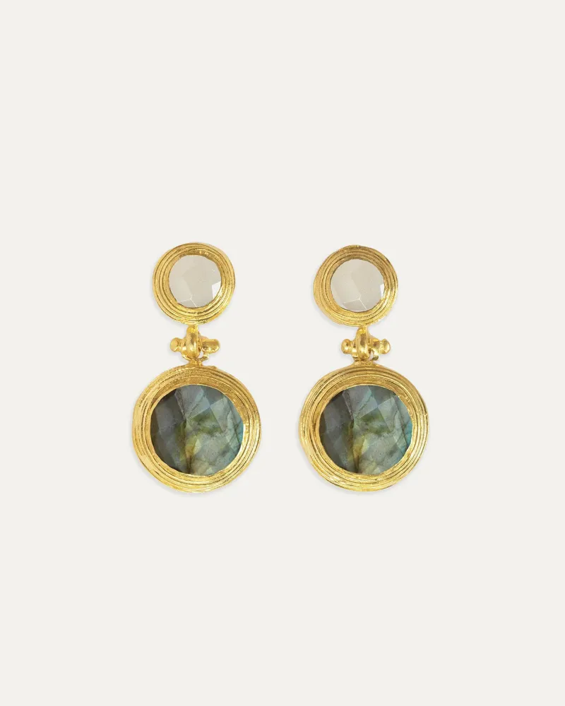 Lilis White Chalcedony and Labradorite Drop Earrings