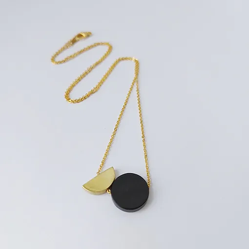 Epicycle Black Disc + Brass Necklace — image 1 of 2