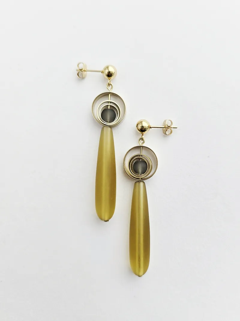 Colore Lacrima Glass + Brass Teardrop Long Earring — image 1 of 2