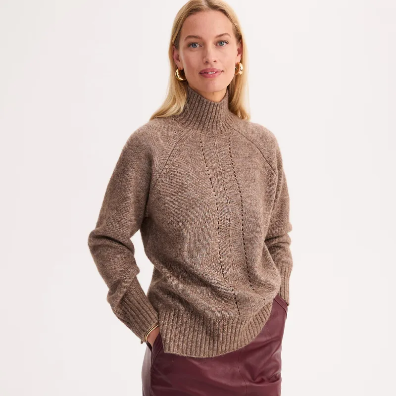 Openwork Detail Chunky Knit High Neck Jumper — image 1 of 4