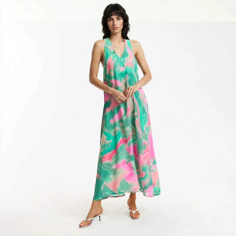 Graphic Print Sleeveless V-Neck Maxi Dress — image 1 of 4