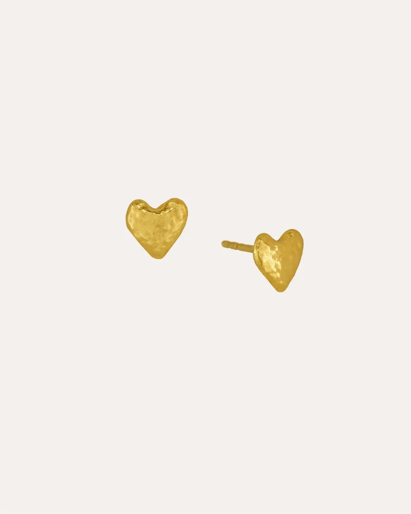Hammered Heart Stud Earrings