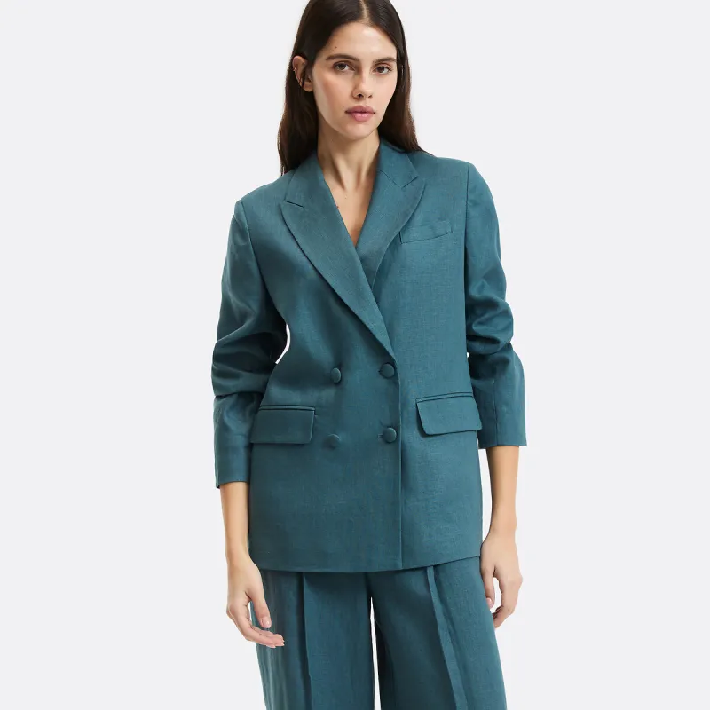 Linen Loose Fit Double-Breasted Blazer — image 1 of 4