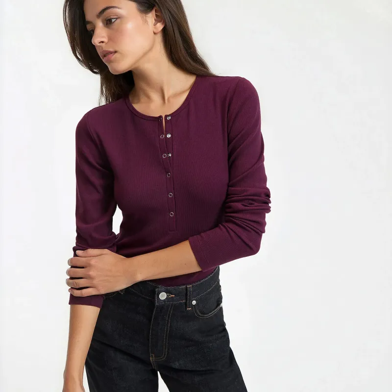 Grandad Collar T-Shirt with Long Sleeves — image 1 of 4