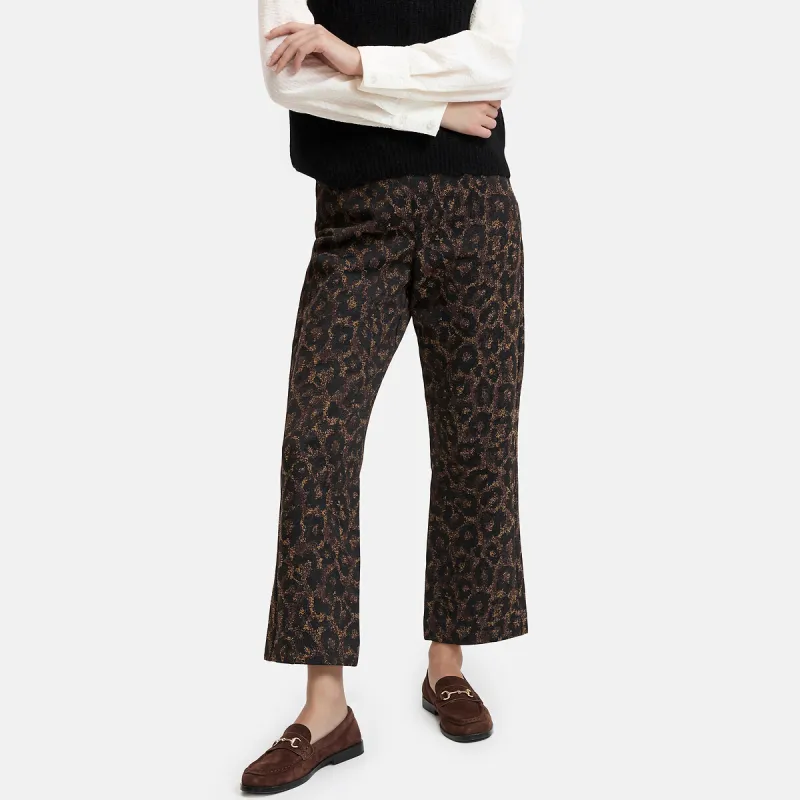 Leopard Print Jacquard Bootcut Trousers — image 1 of 4