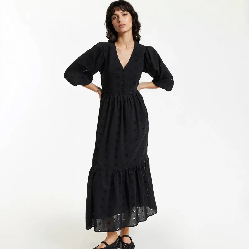 Broderie Anglaise V-Neck Maxi Dress — image 1 of 4