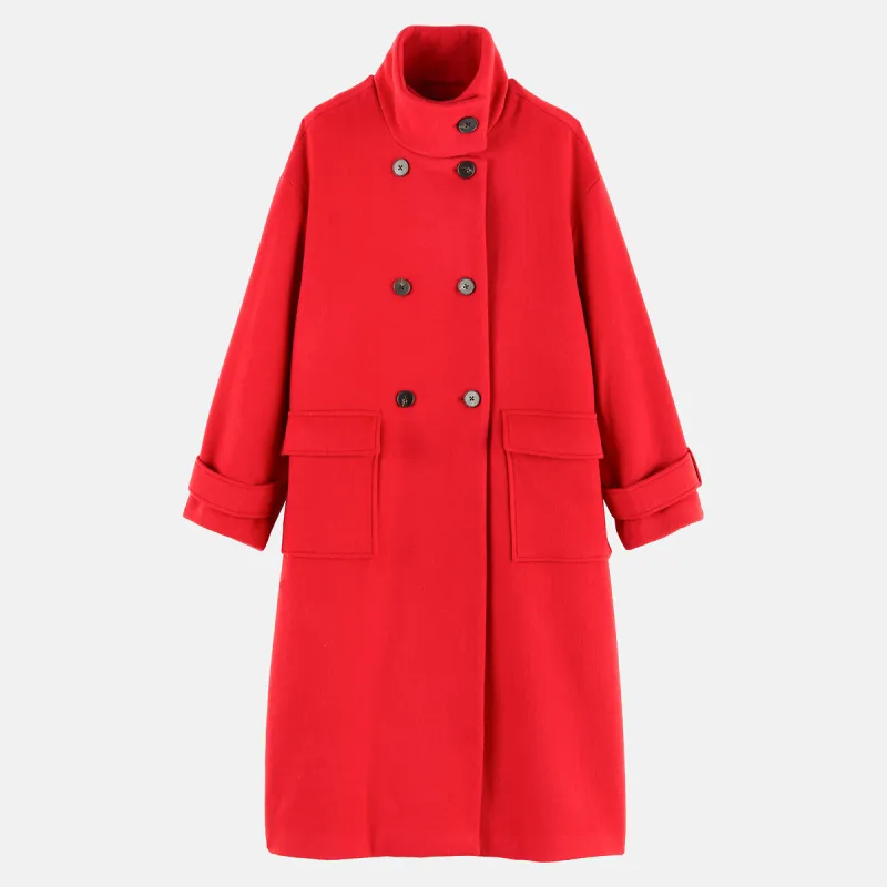 Double-Breasted High Neck Coat
