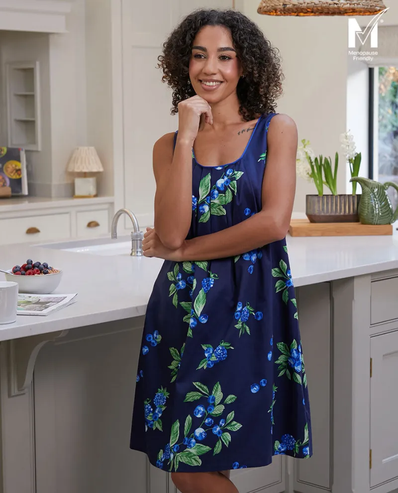 Midnight Berry Womens Fruit Print Short Nightdress