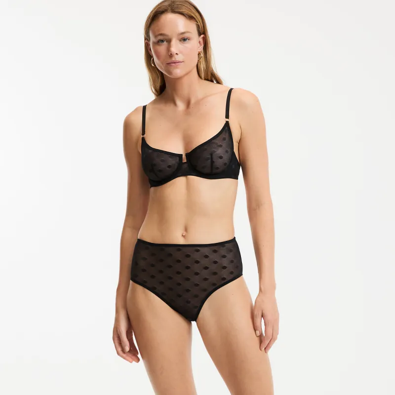 Detailed Polka Dot Tulle High Waisted Briefs — image 1 of 4