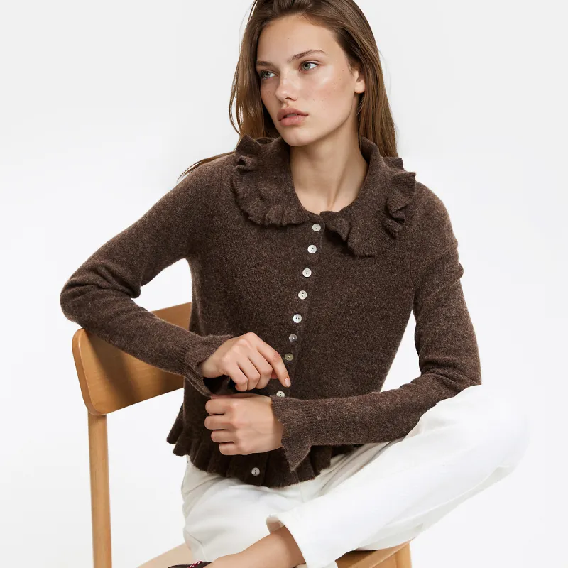 Ruffled Peter Pan Collar Cardigan — image 1 of 4