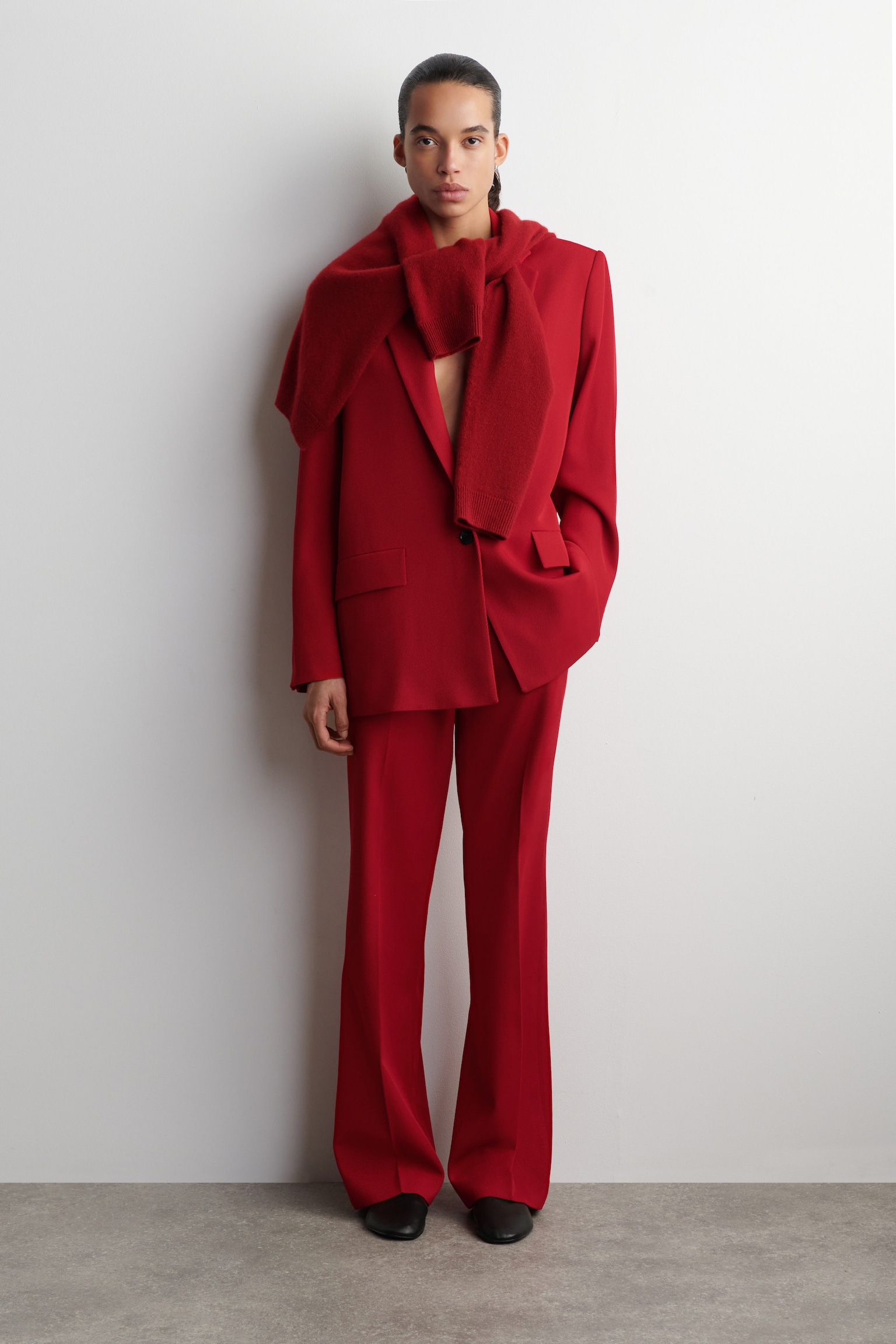 WOOL-BLEND STRAIGHT-LEG TROUSERS