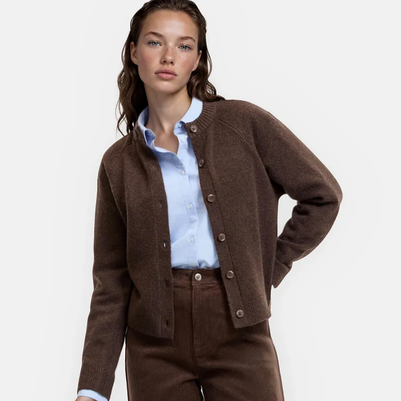 Fluffy Knit Crew Neck Cardigan — image 1 of 4