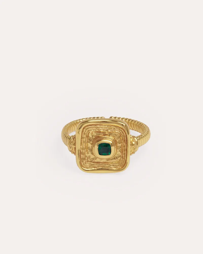 Emerald Green CZ Wax Seal Ring