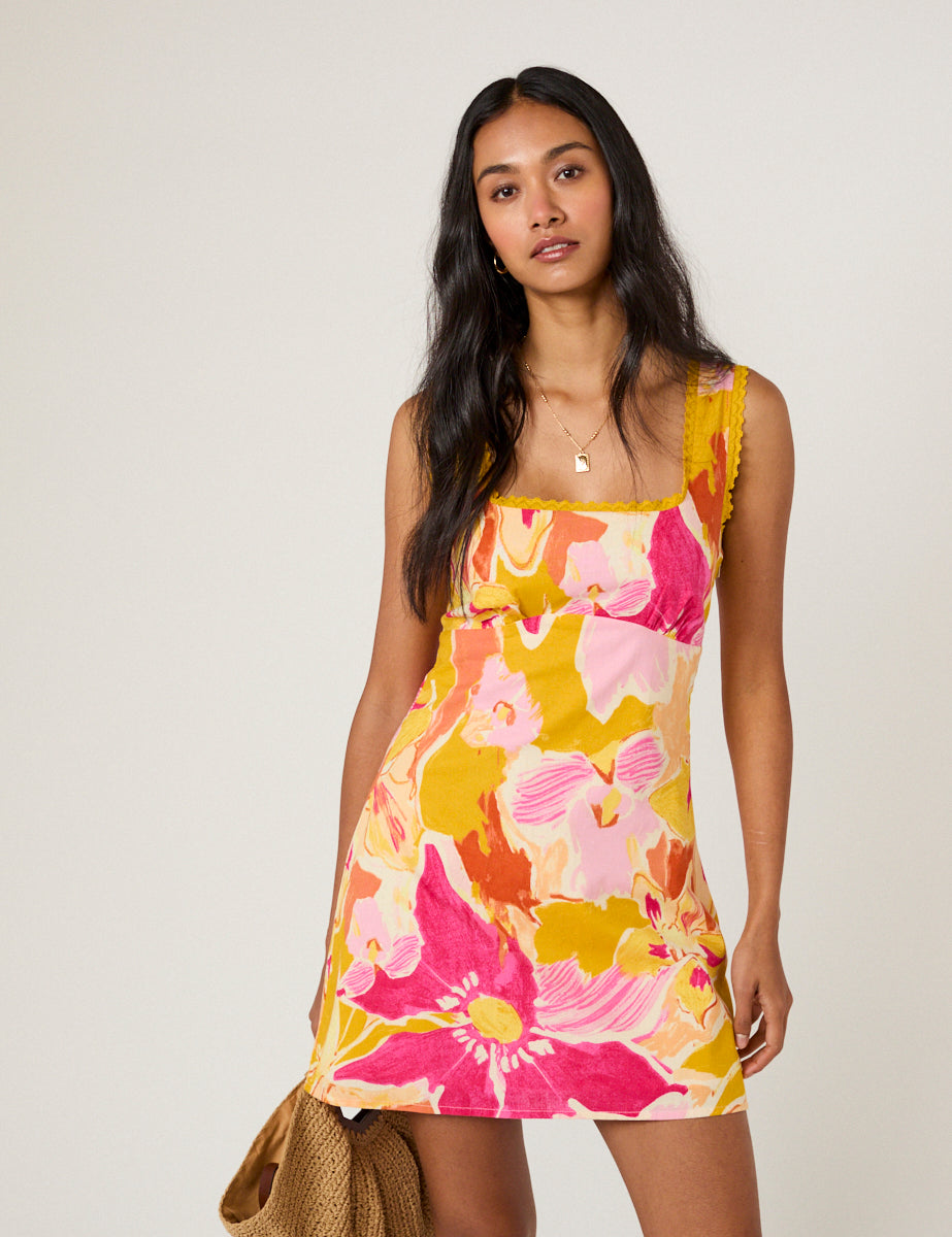 Yellow Floral Ciara Mini Dress