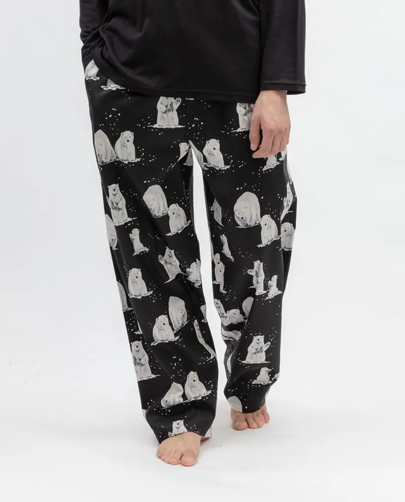 Mens Polar Bear Print Pyjama Bottoms