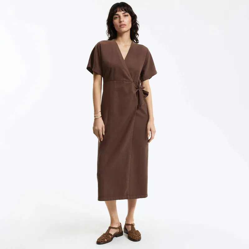 Short Sleeve Midi Wrap Dress — image 1 of 4