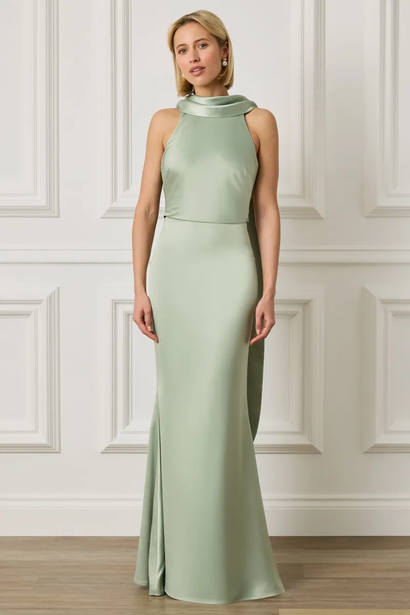 LIORA Scarf Detail Maxi Dress In Sage Green — image 1 of 5