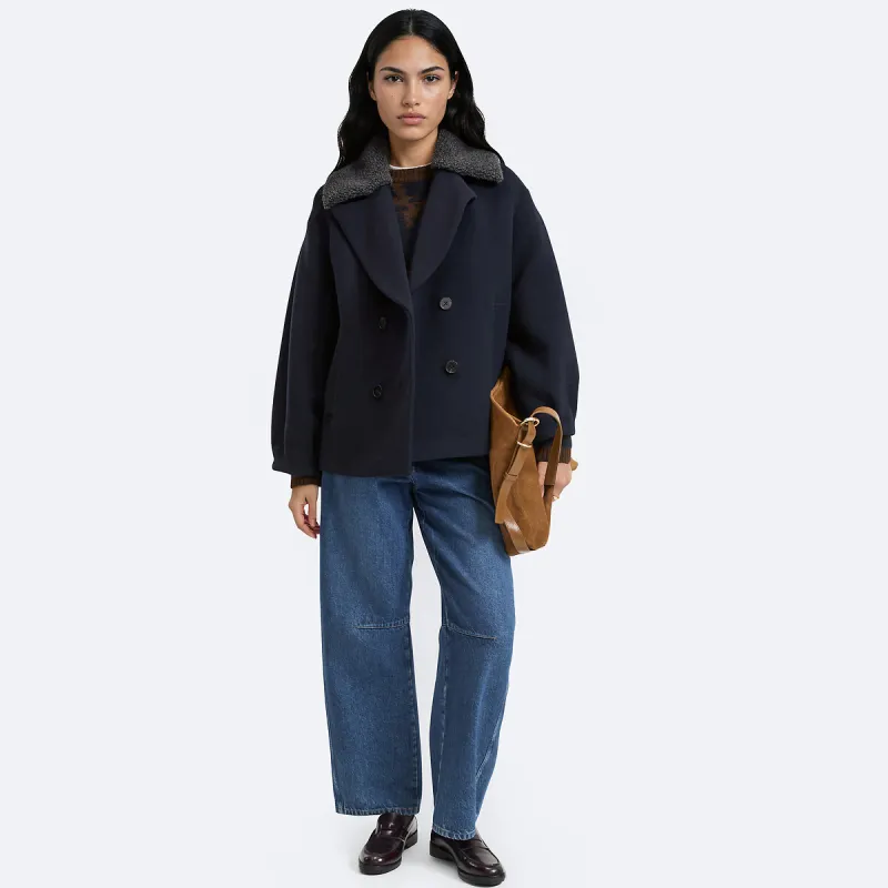 Short Sherpa Collar Pea Coat — image 1 of 4