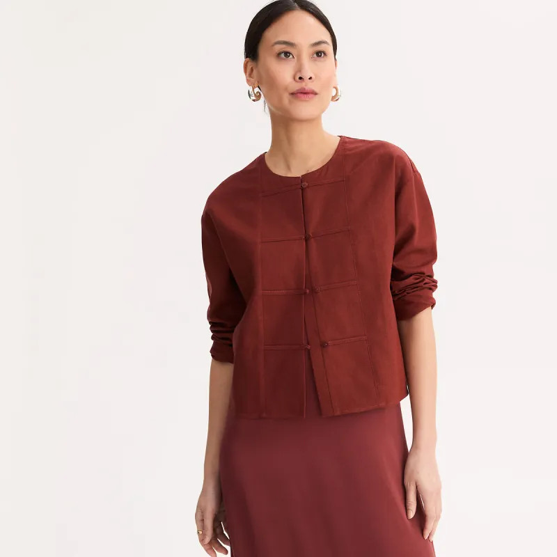 Linen/Viscose Straight Jacket with Crew Neck — image 1 of 4